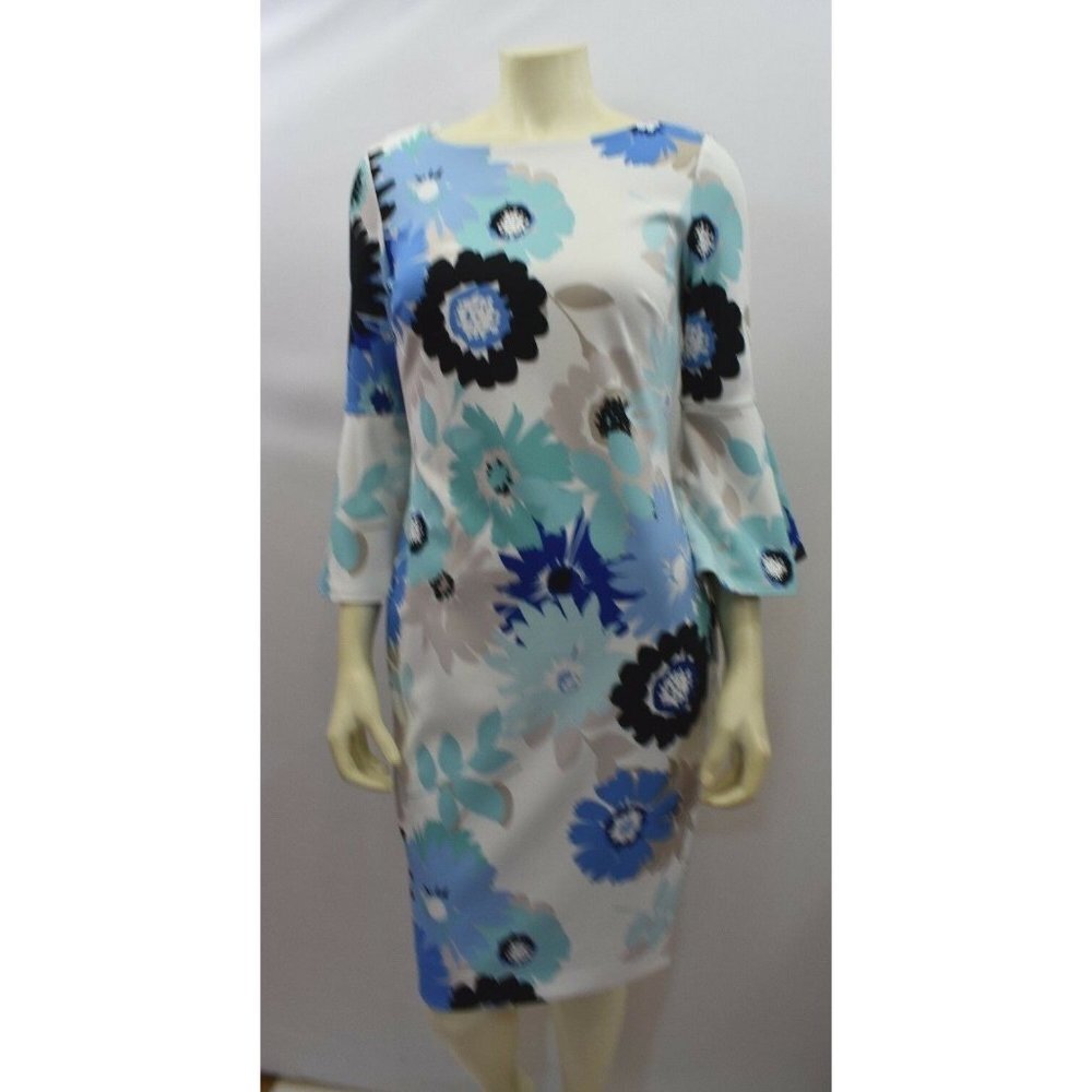 CALVIN KLEIN BELL‎ SLEEVES floral SHEATH DRESS  sz 6NWT
